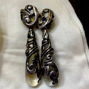 Vintage Isabel Canovas Clear Lucite Teardrop Chunky Dangle Earrings Clip On 3.5"